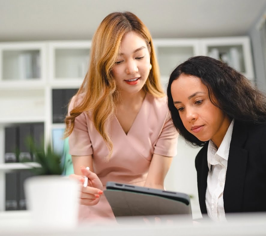 Business meeting between two women